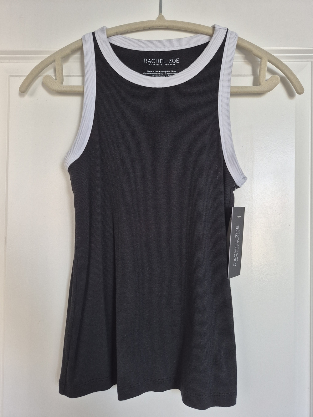 Rachel Zoe Black Tank with White Rib Trim